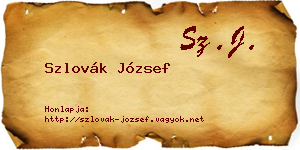 Szlovák József névjegykártya